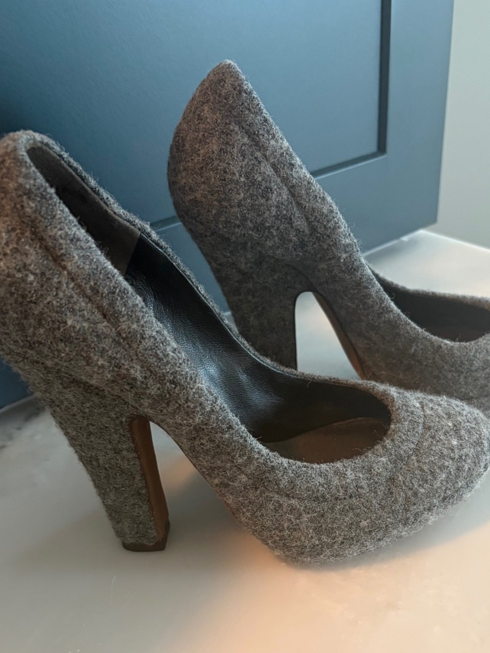 Nina Ricci Gray Felt/Wool Pumps Size EU 37 / US 6.5-7